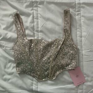 NWT Hello Molly Sequin Bustier Top